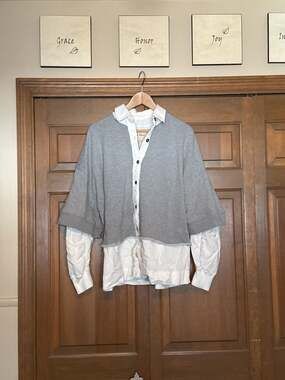 Free People We The Free Rebel Twofer Layered Cardigan Shirt in Grey